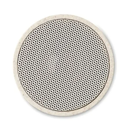 Haut-parleur sans fil écoresponsable personnalisé - ROUND BASS+ - Paille blé Matières : coton Taille textile : L Couleurs : jaun