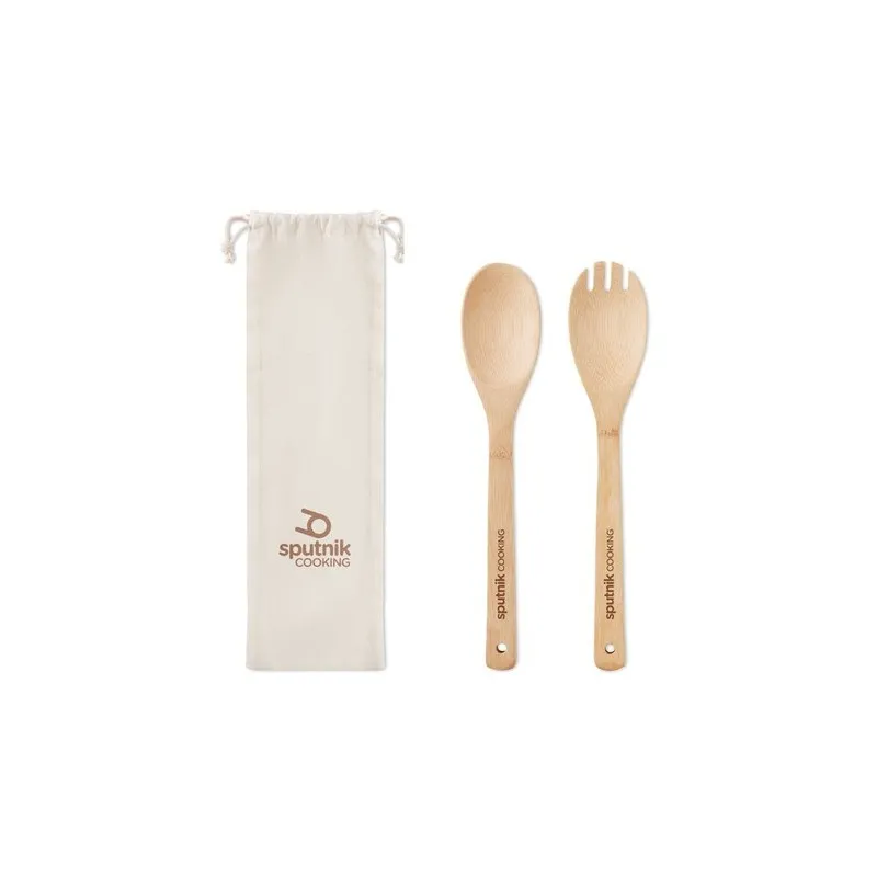 Couverts à salade en bambou personnalisés - MAYEN SET Matières : polyester Couleurs : jaune personnalisable avec votre logo