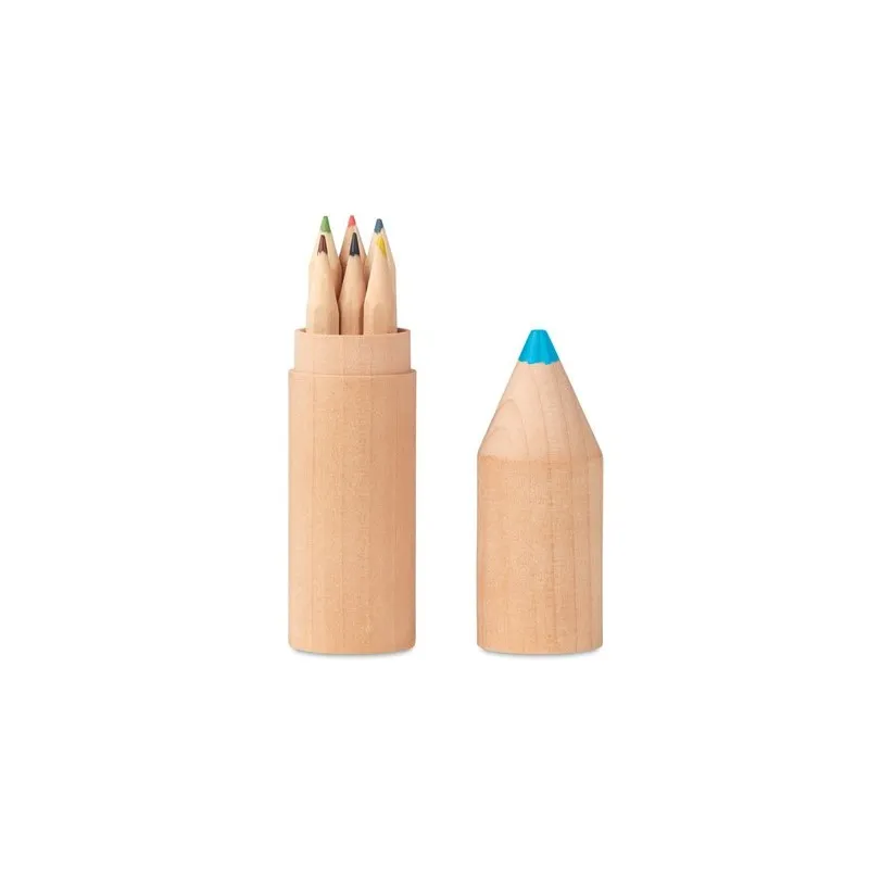 Crayons en bois personnalisés - 6 pièces dans un étui - Petit Coloret Matières : bois Couleurs : bois personnalisable avec votre