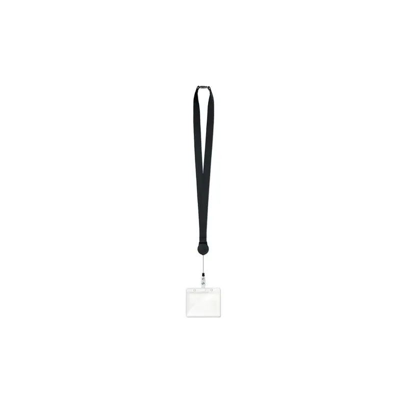 Lanyard Extensible Personnalisé avec Badge - ZIP Matières : ABS Couleurs : noir marquage laser ultra précis