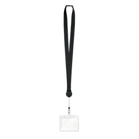 Lanyard Extensible Personnalisé avec Badge - ZIP Matières : ABS Couleurs : noir marquage laser ultra précis