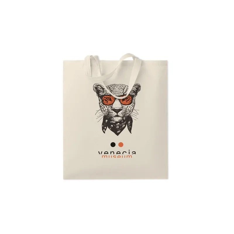 Sac shopping écologique personnalisable en coton 140gr/m² - MARKETA Matières : coton biologique Couleurs : bleu cadeau entrepris