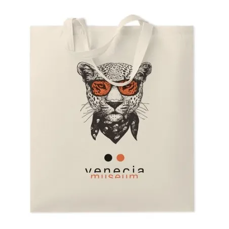 Sac shopping écologique personnalisable en coton 140gr/m² - MARKETA Matières : coton biologique Couleurs : bleu cadeau entrepris