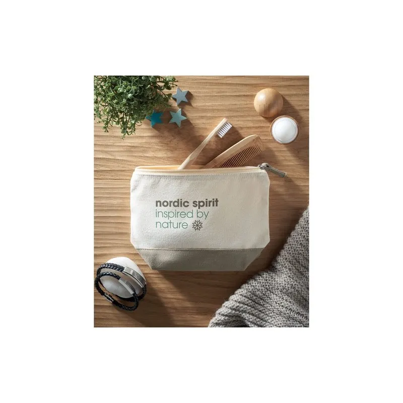 Trousse bicolore en coton personnalisable - KLEUREN Matières : papier Couleurs : beige objet publicitaire robuste