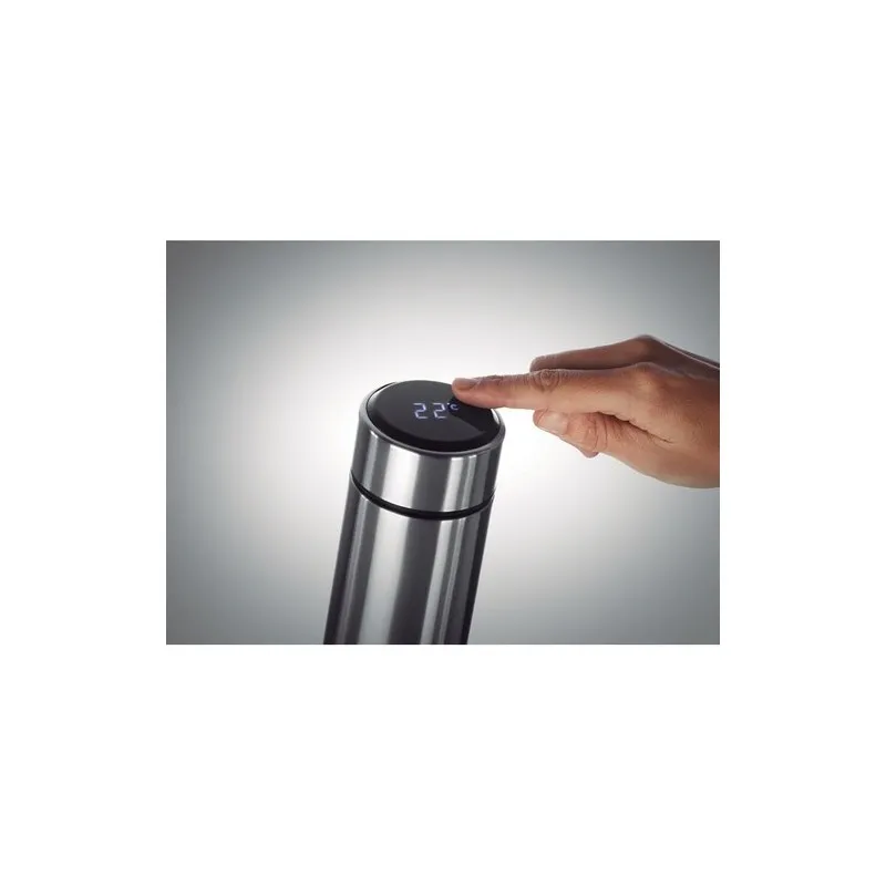 Bouteille Isotherme Écologique avec Thermomètre Personnalisée POLE Matières : bambou Couleurs : fuchsia impression haute définit