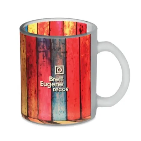 Mug en verre sublimable 300ml personnalisable Matières : papier recyclé Couleurs : bleu cadeau entreprise pas cher