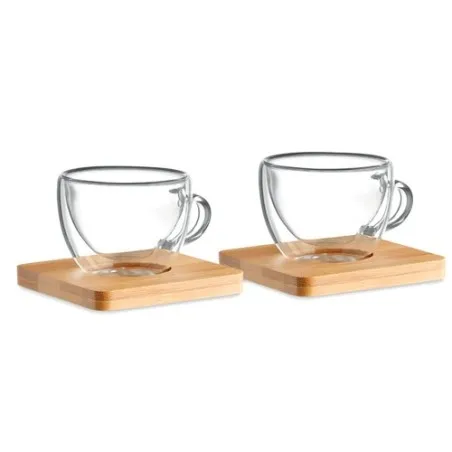 Verres expresso double paroi personnalisés - BELIZE (lot de 2) Matières : coton biologique Couleurs : gris