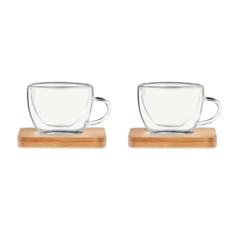 Verres expresso double paroi personnalisés - BELIZE (lot de 2) Matières : coton biologique Couleurs : gris cadeau entreprise pas