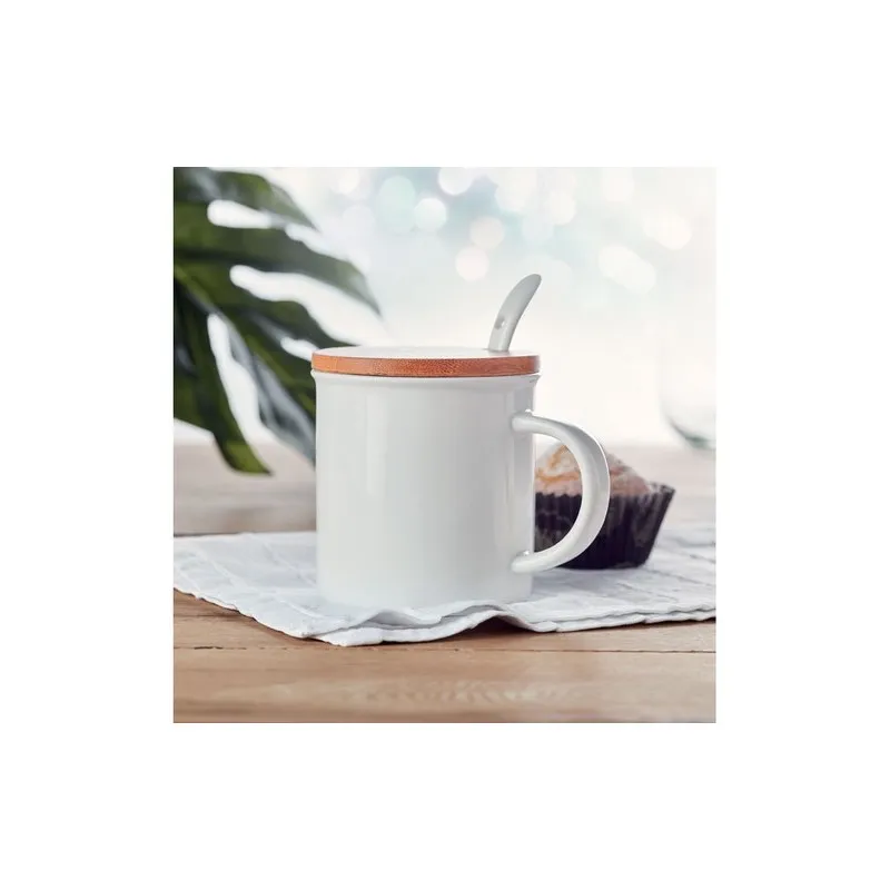 Mug en porcelaine élégant et pratique avec cuillère KENYA Matières : coton biologique Couleurs : bleu marine impression haute dé