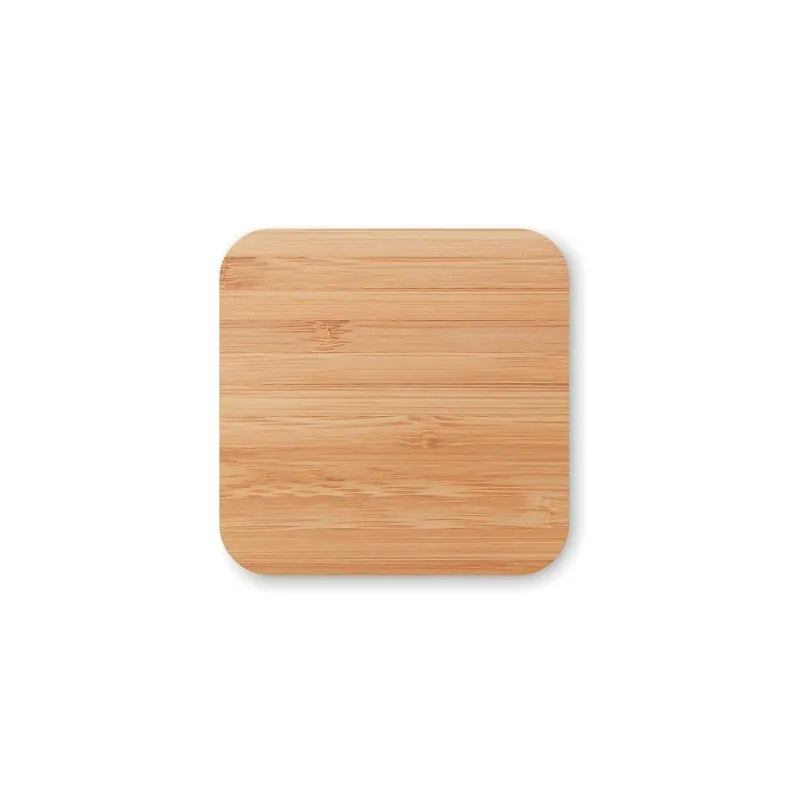 Chargeur sans fil écologique en bambou personnalisé CUADRO Matières : coton biologique Couleurs : orange personnalisable avec vo