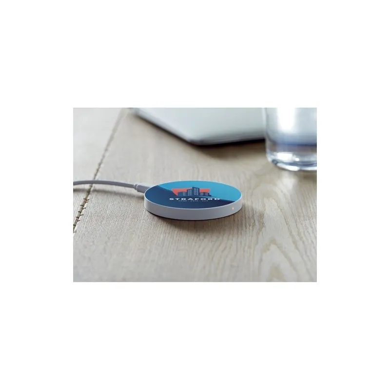 Chargeur sans fil personnalisé haute technologie FLAKE Matières : métal Couleurs : beige goodies publicitaire événementiel