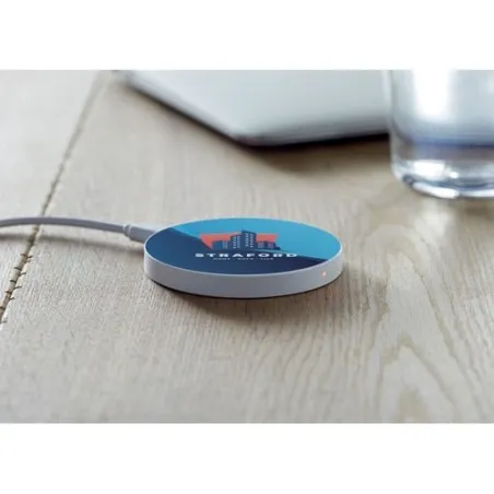 Chargeur sans fil personnalisé haute technologie FLAKE Matières : métal Couleurs : beige goodies publicitaire événementiel