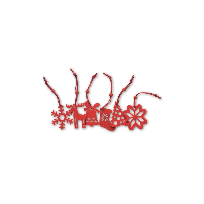 Décoration en Feutre Rouge Personnalisée - 6 Pièces de Noël Matières : grès Couleurs : noir