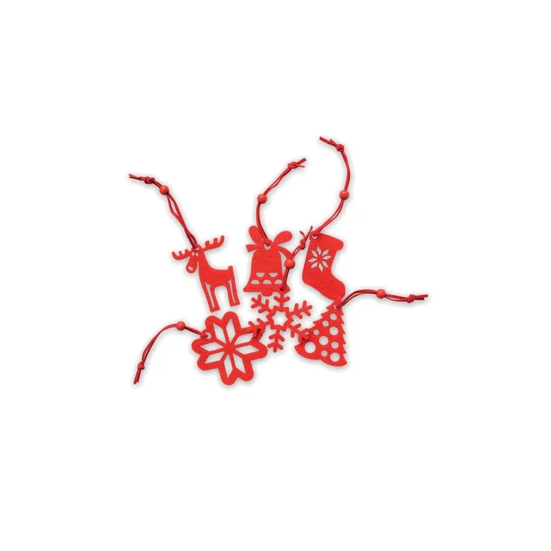 Décoration en Feutre Rouge Personnalisée - 6 Pièces de Noël Matières : grès Couleurs : noir personnalisable avec votre logo