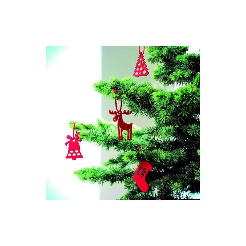 Décoration en Feutre Rouge Personnalisée - 6 Pièces de Noël Matières : grès Couleurs : noir cadeau entreprise pas cher