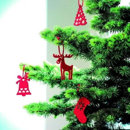 Décoration en Feutre Rouge Personnalisée - 6 Pièces de Noël Matières : grès Couleurs : noir cadeau entreprise pas cher