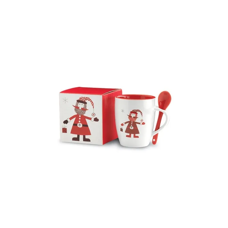 Mug Écologique Personnalisé 250ml avec Cuillère - CLAUS Matières : grès Couleurs : bleu marine personnalisable avec votre logo