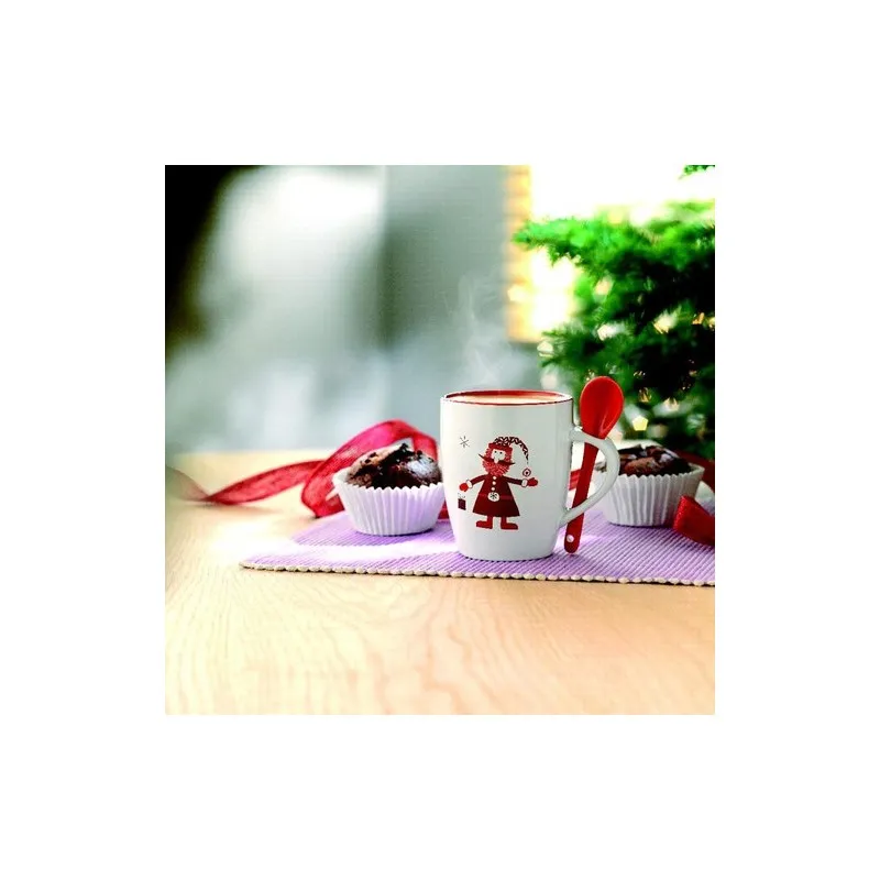 Mug Écologique Personnalisé 250ml avec Cuillère - CLAUS Matières : grès Couleurs : bleu marine goodies publicitaire événementiel