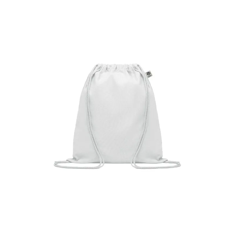 Sac à cordon personnalisé en coton organique YUKI COLOUR Taille textile : M Couleurs : vert