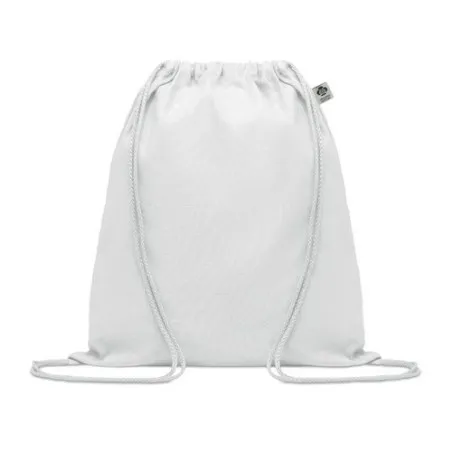 Sac à cordon personnalisé en coton organique YUKI COLOUR Taille textile : M Couleurs : vert