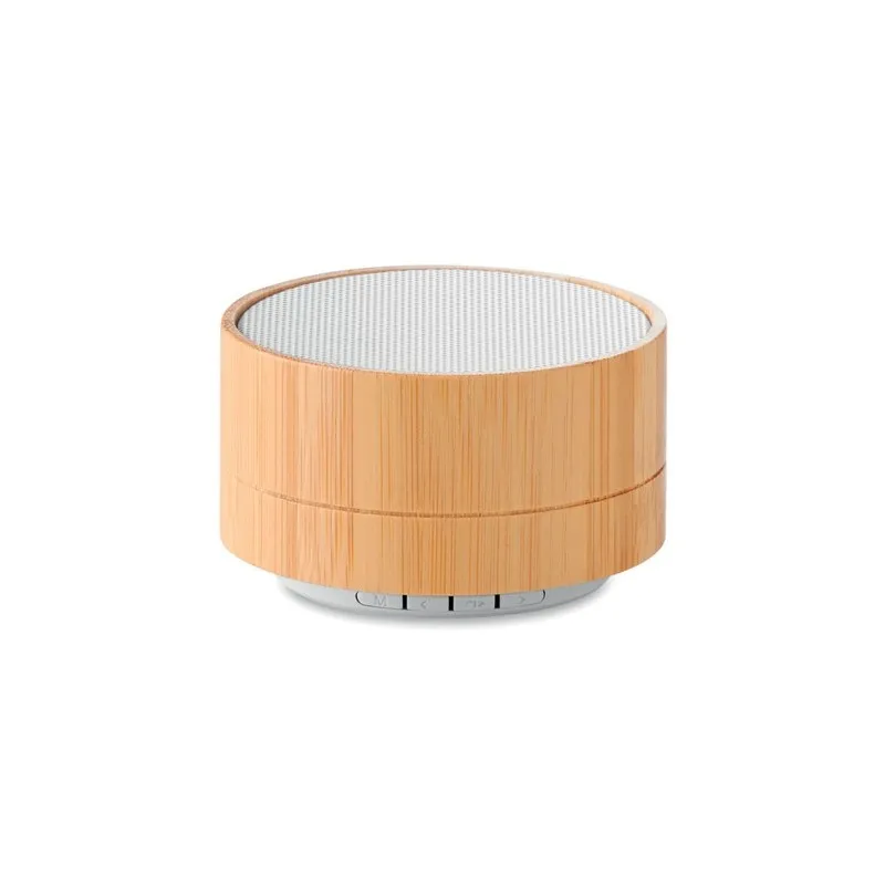 Haut-parleur sans fil en bambou écologique - SOUND BAMBOO Matières : PET recyclé Couleurs : bleu personnalisable avec votre logo