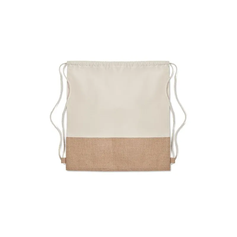 Sac à cordon écologique avec détails en jute - INDIA Matières : papier recyclé Couleurs : noir personnalisable avec votre logo