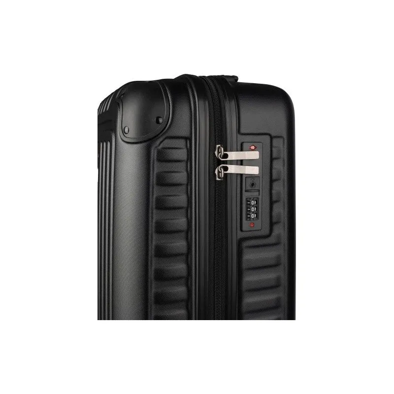 Trolley rigide écologique en ABS pas cher Elke Matières : polyester Couleurs : rouge marquage laser ultra précis