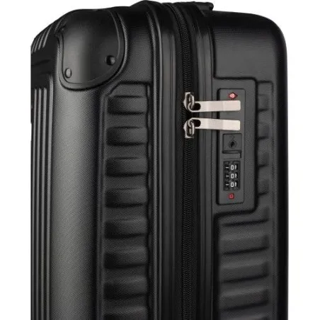 Trolley rigide écologique en ABS pas cher Elke Matières : polyester Couleurs : rouge marquage laser ultra précis