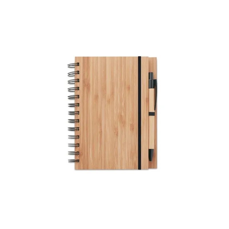Carnet et stylo écologiques en bambou - BAMBLOC Matières : acier inoxydable Couleurs : noir