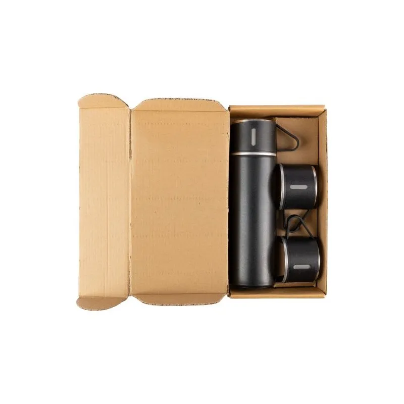 Set personnalisé de deux tasses isothermes et d'une bouteille Herbert pas cher Matières : papier Couleurs : vert objet promotion