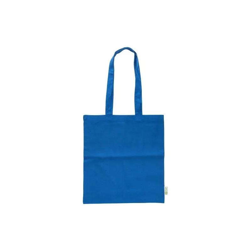 Sac shopping écologique en coton recyclé 120g/m² - Cassiopeia Matières : PET recyclé Couleurs : bleu personnalisable avec votre 