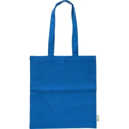 Sac shopping écologique en coton recyclé 120g/m² - Cassiopeia Matières : PET recyclé Couleurs : bleu personnalisable avec votre 