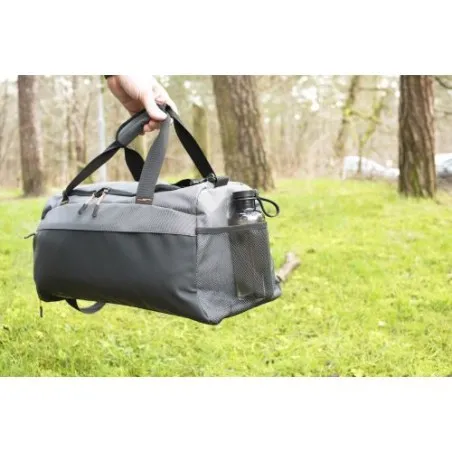 Sac de sport personnalisé en polyester 500D - Mabel Matières : aluminium Couleurs : noir impression haute définition