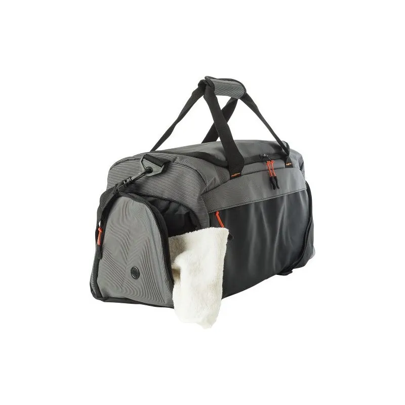 Sac de sport personnalisé en polyester 500D - Mabel Matières : aluminium Couleurs : noir marquage laser ultra précis