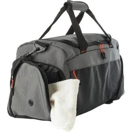 Sac de sport personnalisé en polyester 500D - Mabel Matières : aluminium Couleurs : noir marquage laser ultra précis