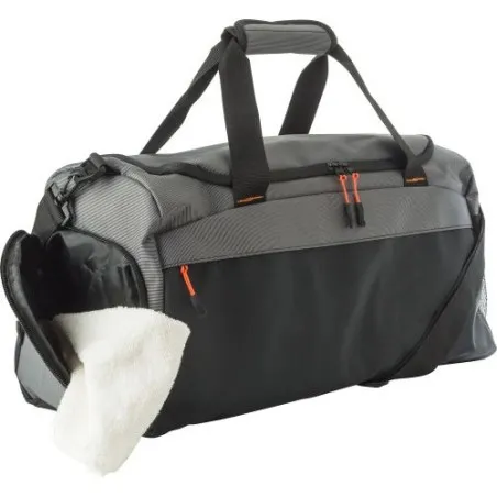 Sac de sport personnalisé en polyester 500D - Mabel Matières : aluminium Couleurs : noir livraison express 24h 48h