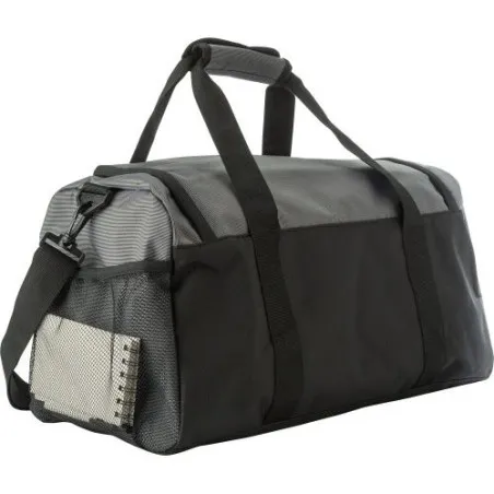 Sac de sport personnalisé en polyester 500D - Mabel Matières : aluminium Couleurs : noir objet promotionnel éco-responsable