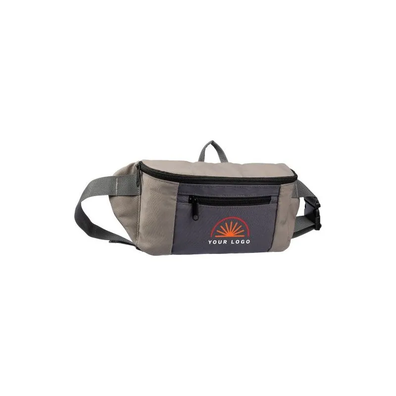 Sac banane personnalisé en polyester - Fabienne Matières : aluminium Couleurs : bleu marine impression haute définition