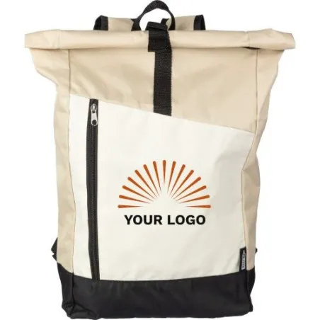 Sac à dos roll-top personnalisé en rPET - Marlene Matières : coton recyclé Couleurs : bleu Contenance : 8 L cadeau entreprise pa