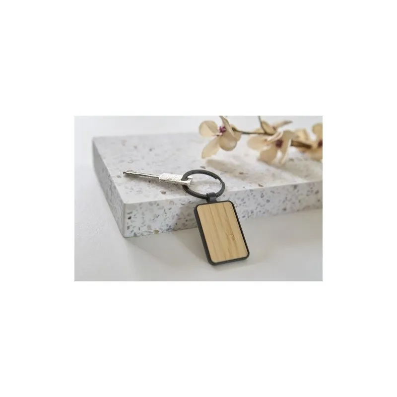 Porte-clés écologiques en métal et bambou personnalisés élégants - Brigitte Matières : papier Couleurs : jaune cadeau entreprise