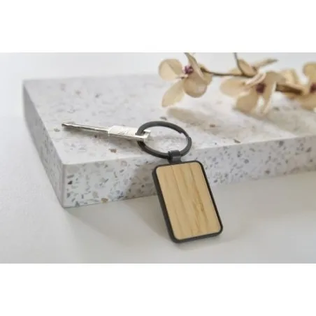 Porte-clés écologiques en métal et bambou personnalisés élégants - Brigitte Matières : papier Couleurs : jaune cadeau entreprise