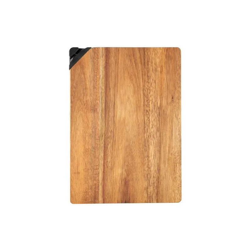 Planche à découper personnalisée en bois d’acacia - Heinz Matières : papier Couleurs : bleu marine personnalisable avec votre lo