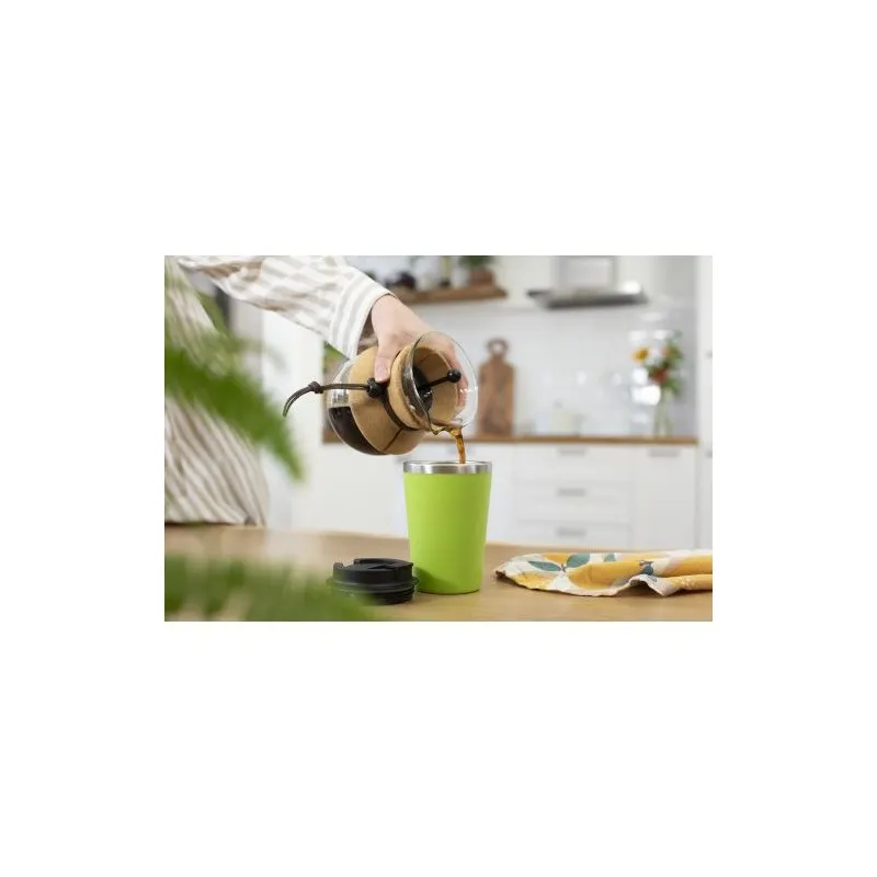 Mug personnalisé en acier inoxydable - Cadeau d'entreprise Shay Matières : bambou Couleurs : noir personnalisable avec votre log