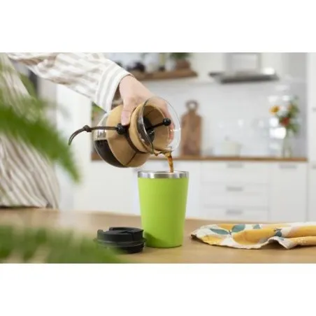 Mug personnalisé en acier inoxydable - Cadeau d'entreprise Shay Matières : bambou Couleurs : noir personnalisable avec votre log