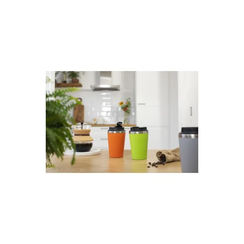 Mug personnalisé en acier inoxydable - Cadeau d'entreprise Shay Matières : bambou Couleurs : gris objet promo petit budget