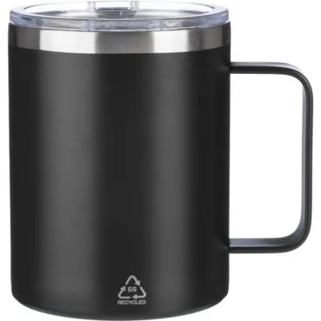 Mug double paroi incassable en acier inoxydable personnalisé - Renate Matières : bambou Couleurs : blanc