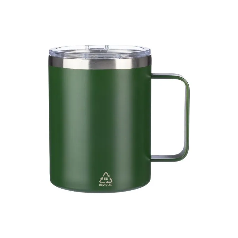 Mug double paroi incassable en acier inoxydable personnalisé - Renate Matières : bambou Couleurs : blanc cadeau collaborateur pr