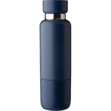 Gourde écologique double paroi de 500 ml en acier inoxydable Lieselotte Matières : pongée Couleurs : bleu marine marquage laser 
