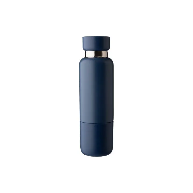 Gourde écologique double paroi de 500 ml en acier inoxydable Lieselotte Matières : pongée Couleurs : noir impression haute défin