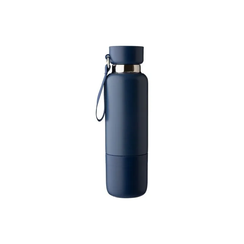 Gourde écologique double paroi de 500 ml en acier inoxydable Lieselotte Matières : pongée Couleurs : noir cadeau affaires élégan